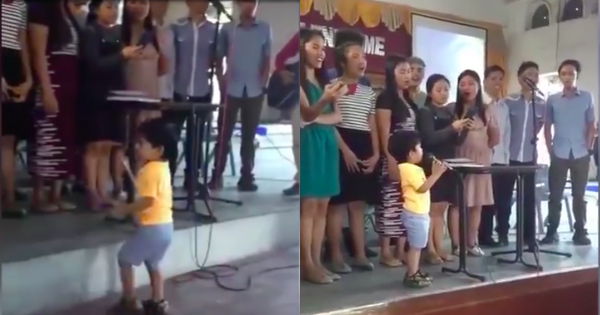 Restless Little Boy Bothers People But Surprising When Given The Microphone