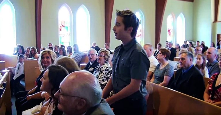 This Boy Stands Up And Interrupts A Wedding. But Watch When Guests Realize What He’s Doing