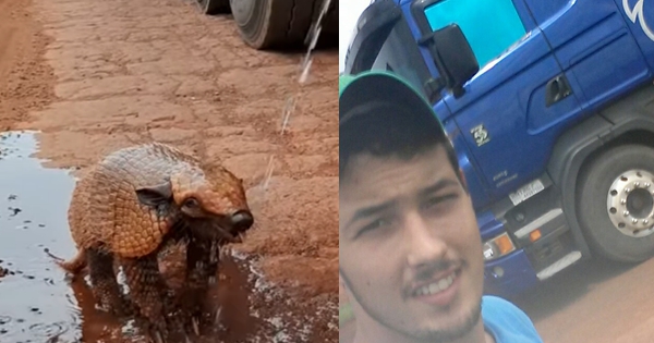 This Armadillo is So Happy A Man Gave Him Water