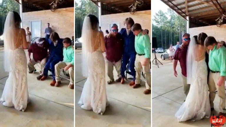 ‘It truly was the best day of our lives’: Bride Overwhelmed When Paralyzed Groom Stands To Have Their First Dance