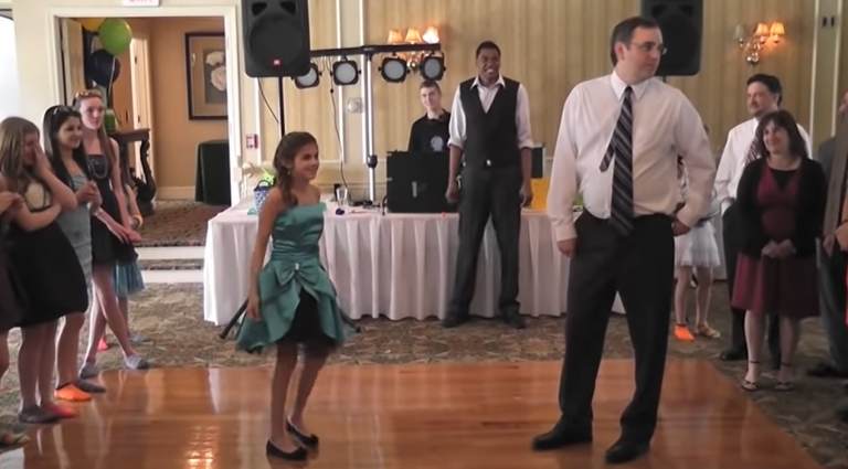 Shy Father Hesitant To Dance With His Daughter Blows Away The Crowd When He Busts A Move
