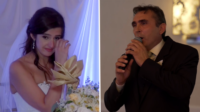 Stepfather Sings Beautiful Rendition ‘You Raise Me Up’ for The Newlyweds to Give Best Wishes