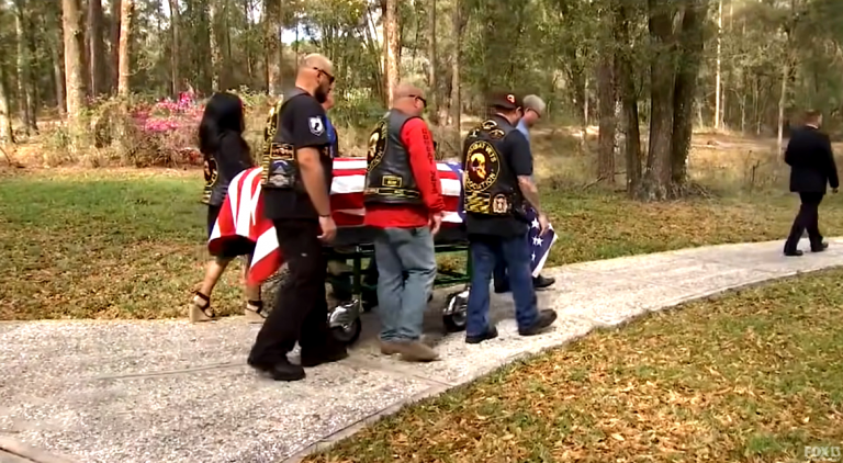 Marine Dies Alone with No One To Claim His Body, 7 Bikers Show Up To Carry Casket for Tribute