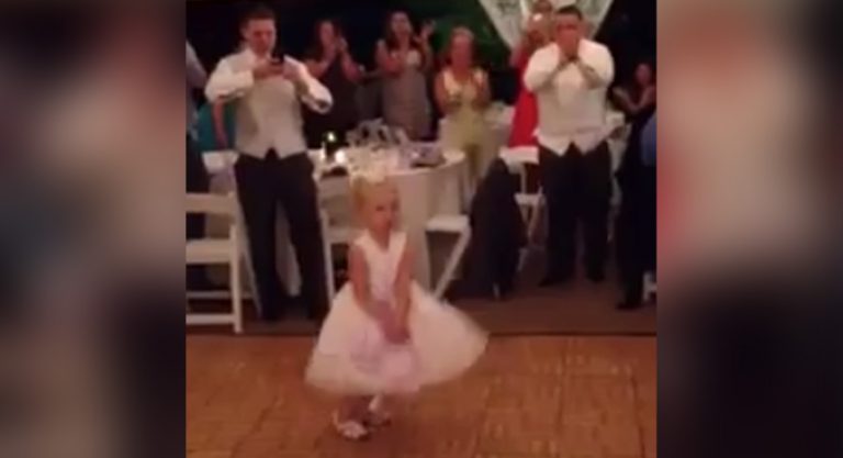 Flower Girl Dances at Wedding Reception; Guests Burst into Laughter When The Song Switches
