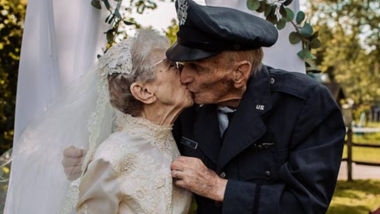 This bride didn’t have a gown or photographer on her wedding day. A hospice caregiver helped her redo it, 77 years later
