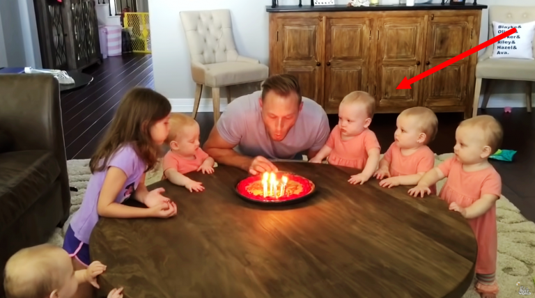 Family Sing Happy Birthday To Dad, But Watch The Baby on The Right When He Blows out The Candles