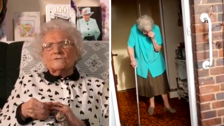 Garbage Man Surprises Elderly Lady with A 100th Birthday Cake, Leaving Her Crying Tears of Joy