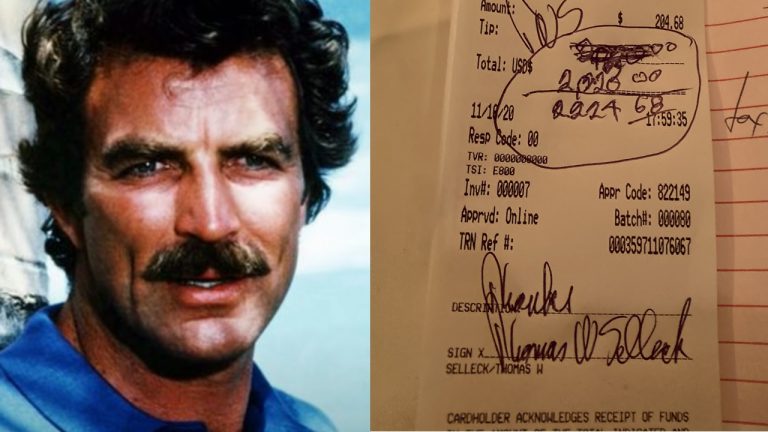 Actor Tom Selleck Generously Leaves $2,020 Tip and Handwritten Note after Meal in New York