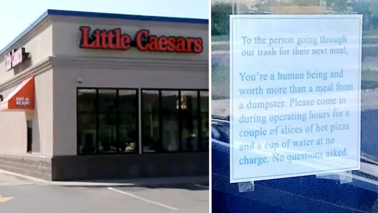 Pizza Restaurant’s Note to Homeless Man Caught Digging in Their Dumpster Goes Viral