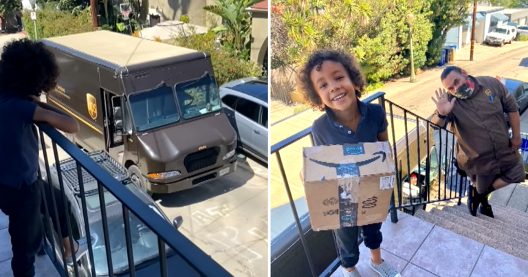 UPS Driver Notices Little Boy Isn’t Getting Any Packages and Makes A Personal Delivery