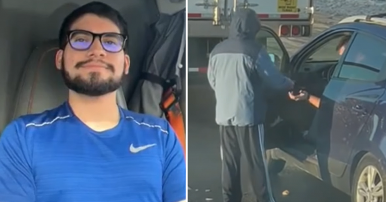 ‘Angel’ Trucker Shows Up with a Hot Meal for Drivers Stranded by Storm in Highway