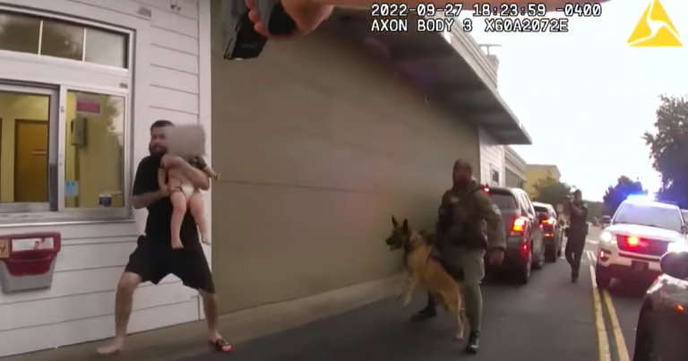 Father Uses His Own Child as Human Shield to Stop Being Arrested