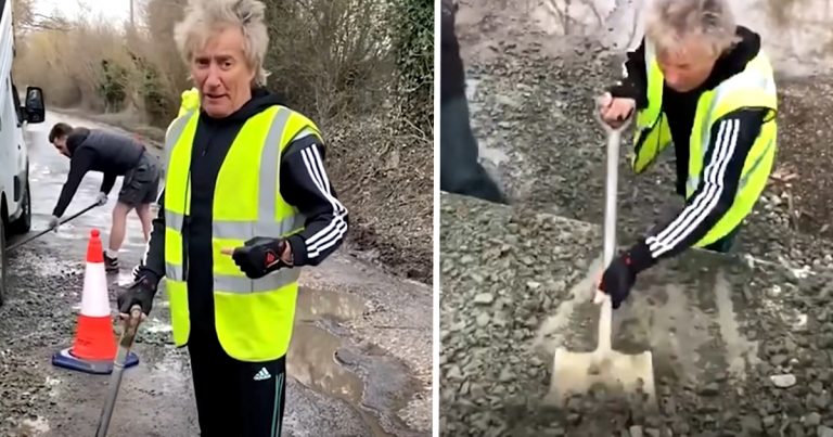 Rod Stewart Repairs Potholes near His Home ‘Because No One Can Be Bothered to Do It’