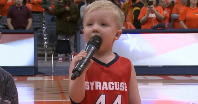 3-Year-Old Grabs Mic to Unleash An Amazing Version of The National Anthem That Has Crowd Roaring