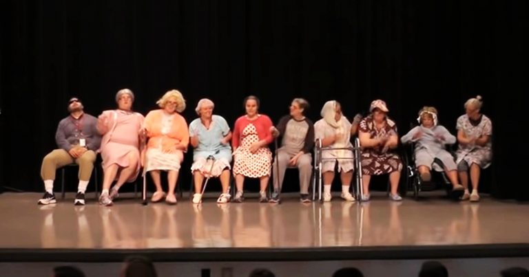 9 Grannies Sit in Line Onstage but When Grandpa Joins and Starts Dancing Everyone Loses It